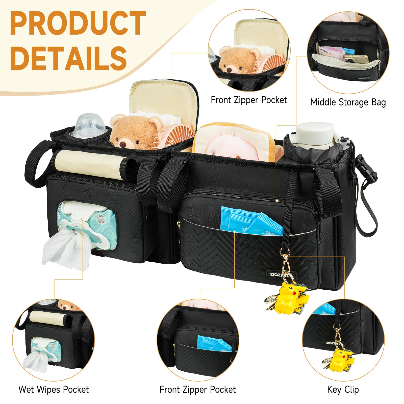 Insulated cooler pocket maintains bottles at the right temperature during outings.