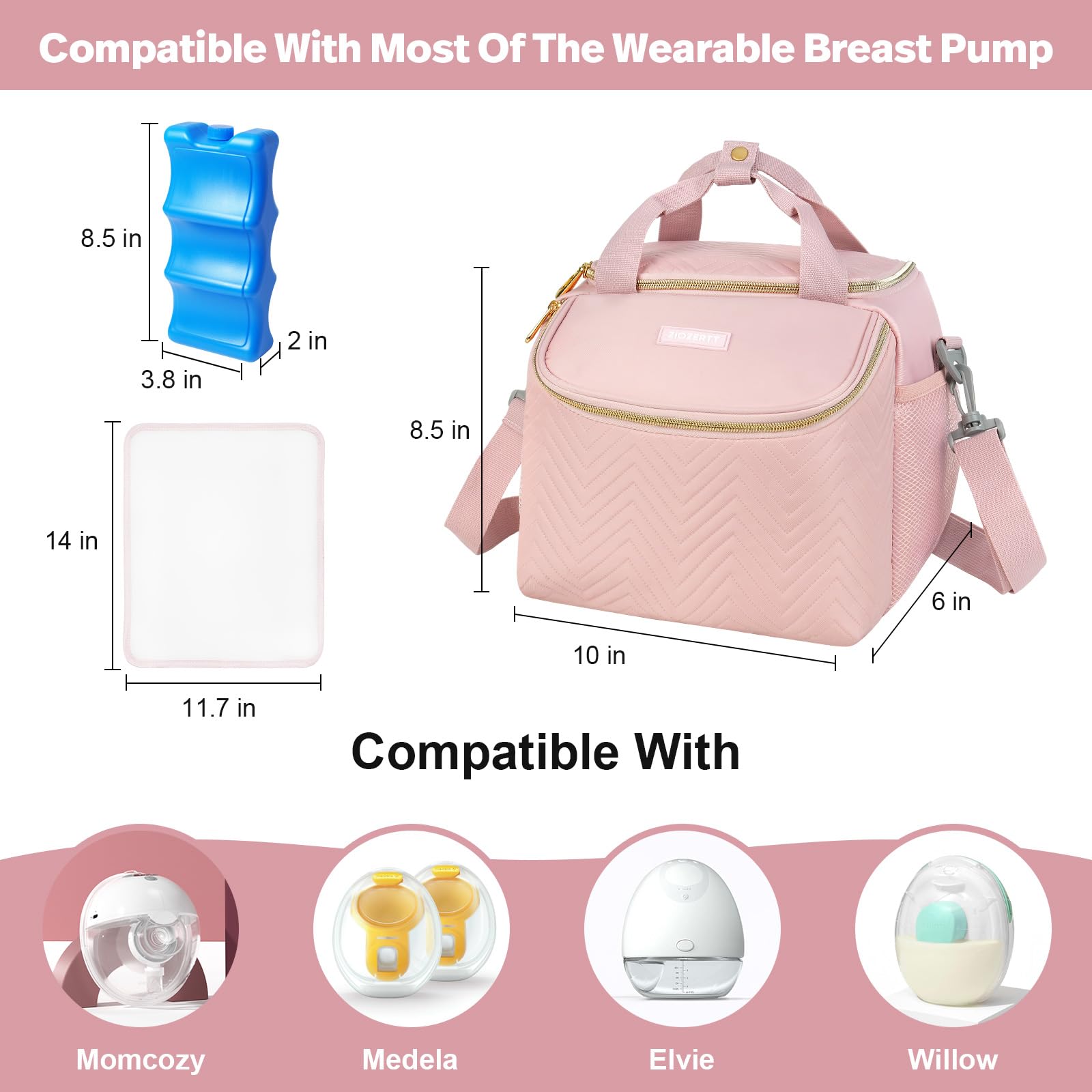 ZIOZERTT insulated breastmilk compartment with ice pack keeps milk cool.