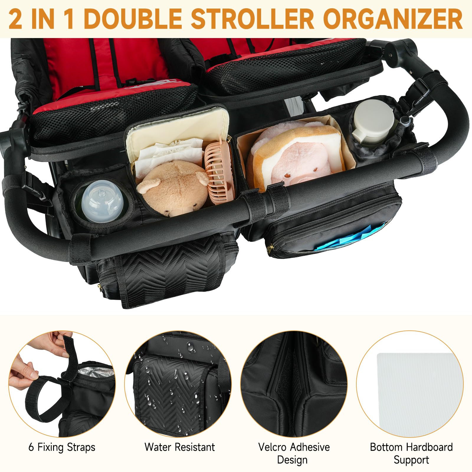 Foil-lined insulated cup holders simplify cleanup and prevent spills.