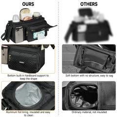 ZIOZERTT stroller organizer features a sturdy bottom to prevent collapse