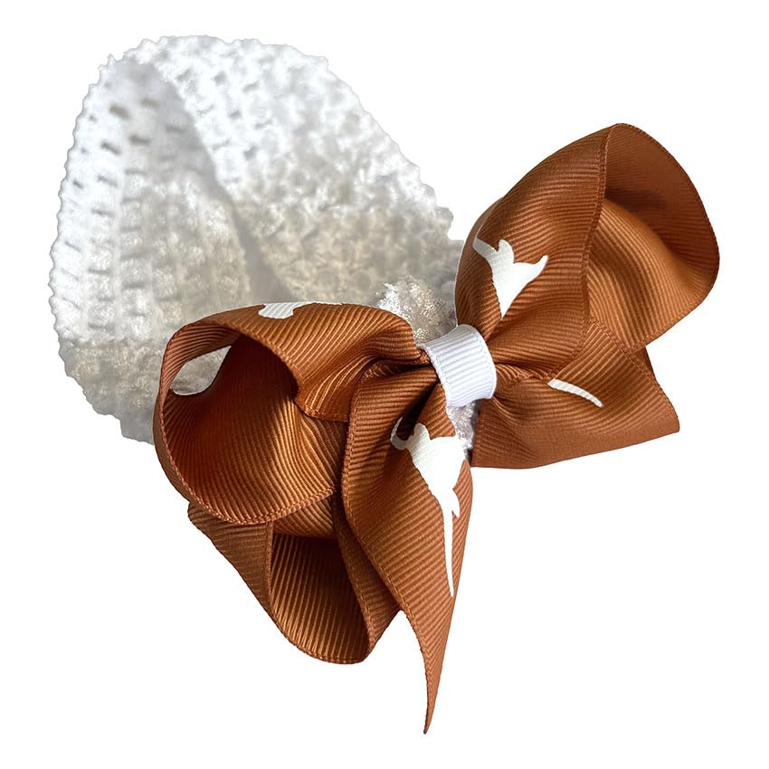 Zip Sew Craft Texas crochet headband with junior bow for team pride.