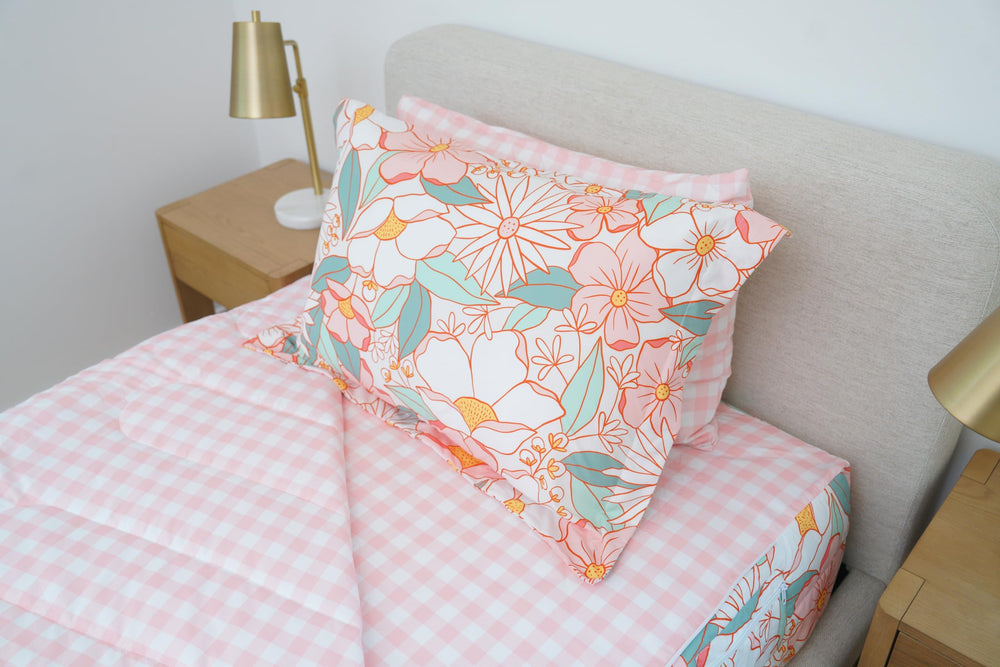 Zipit Bedding pillowcase and sham feature a coordinated interior print.