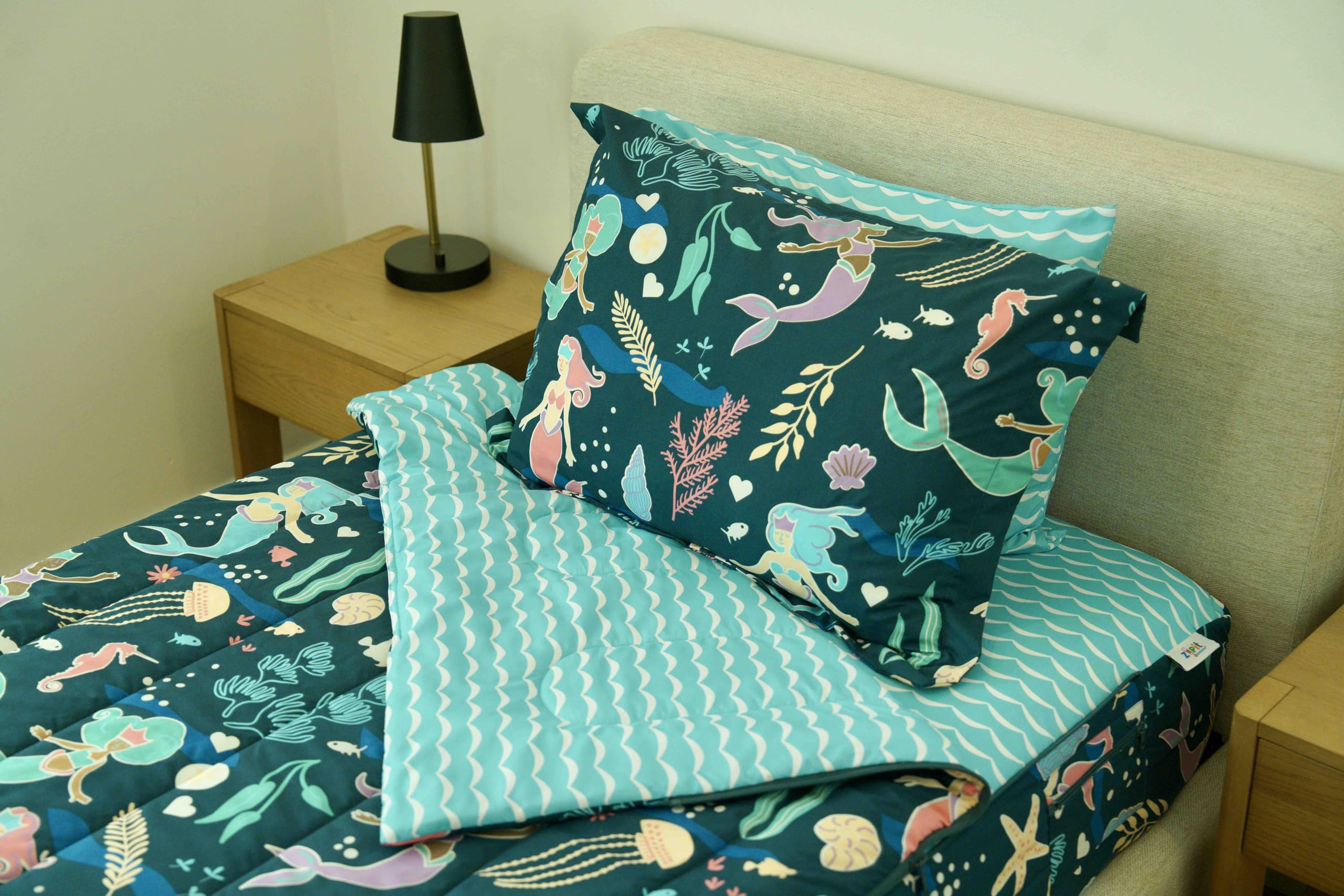 Zipit Bedding pillowcase and sham image highlights coordinated sleep setup