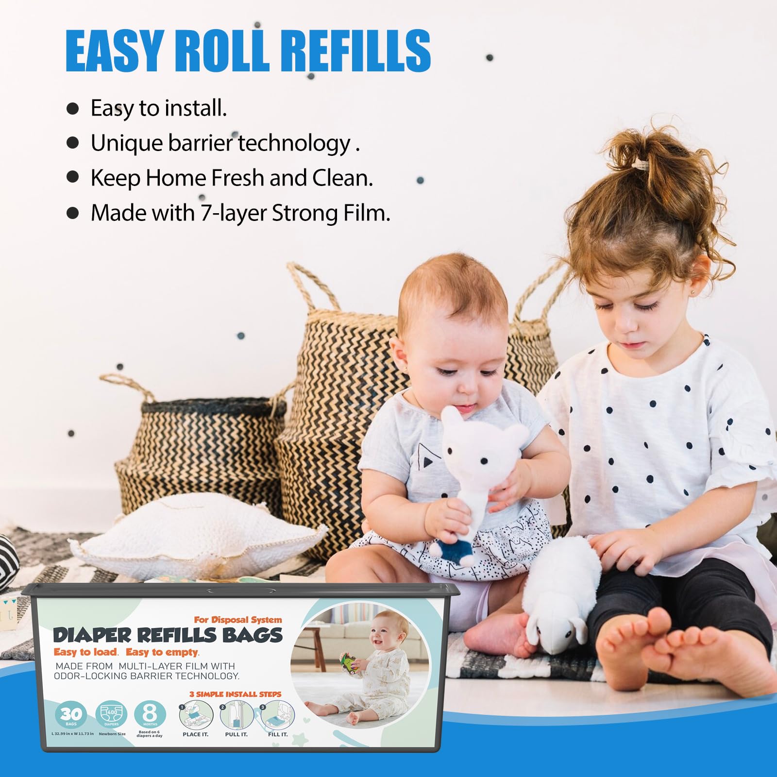 Easy-installation design from Zippland makes diaper changes quick and stress-free.