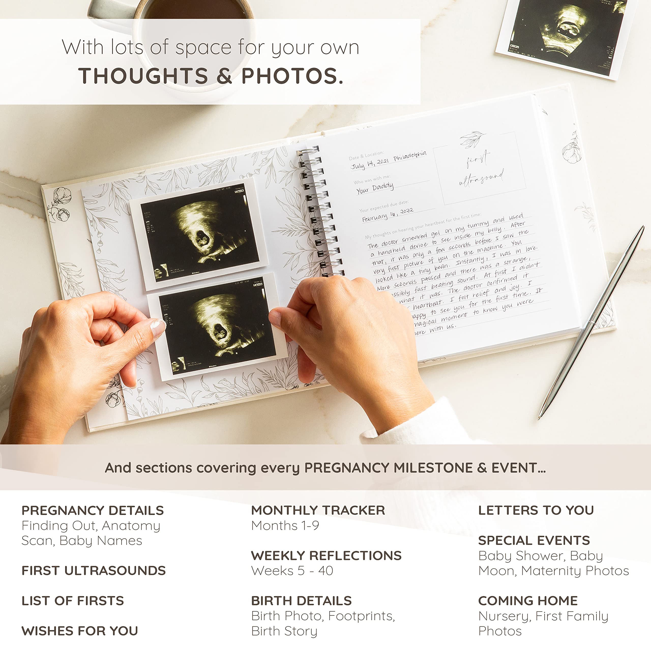 ZIRI & ZANE keepsake journal inside layout offers structured prompts and photo spaces