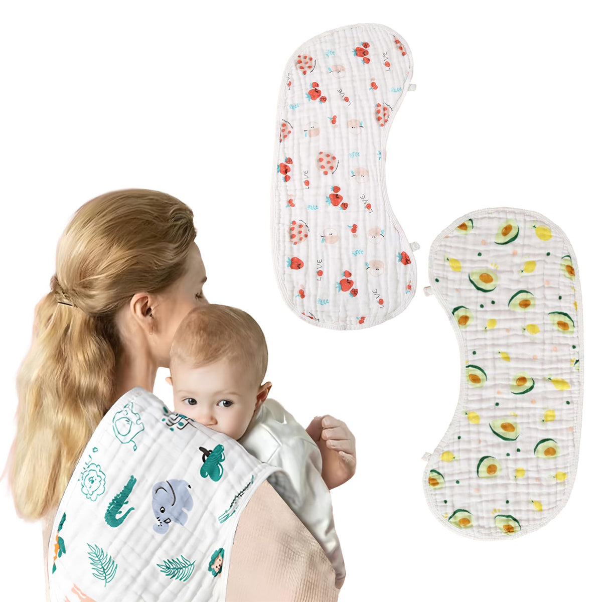 ZIXNEXKOO burp cloths, 2-pack, bamboo-cotton blend, extra-large coverage protects outfits
