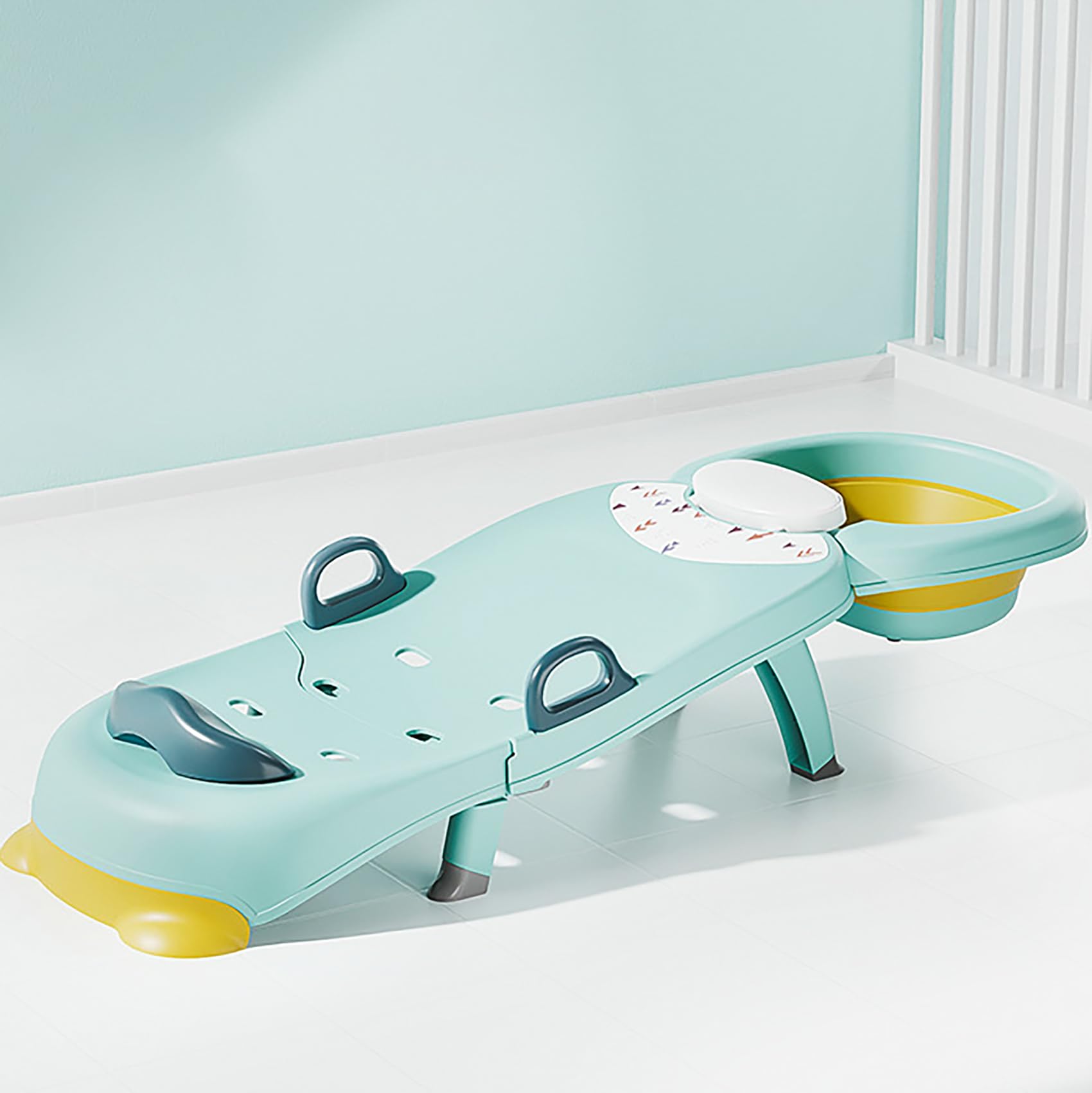 ZIXNEXKOO Kids shower seat with ergonomic cradle supports posture during washing.