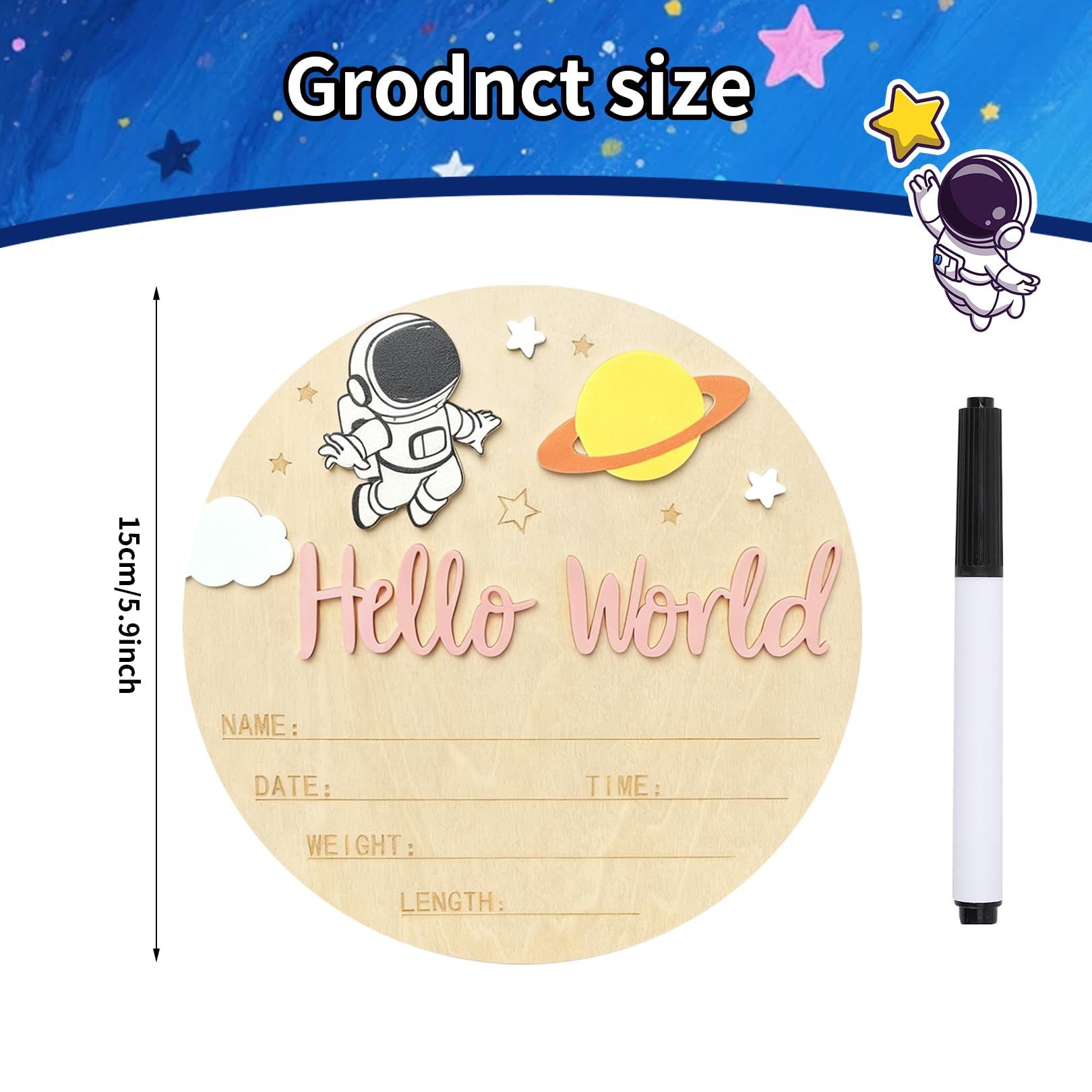 Ziyutam wooden baby announcement planet detail for nursery decor