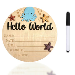 Ziyutam baby announcement sign with 3D ocean octopus adds warmth to newborn photos.