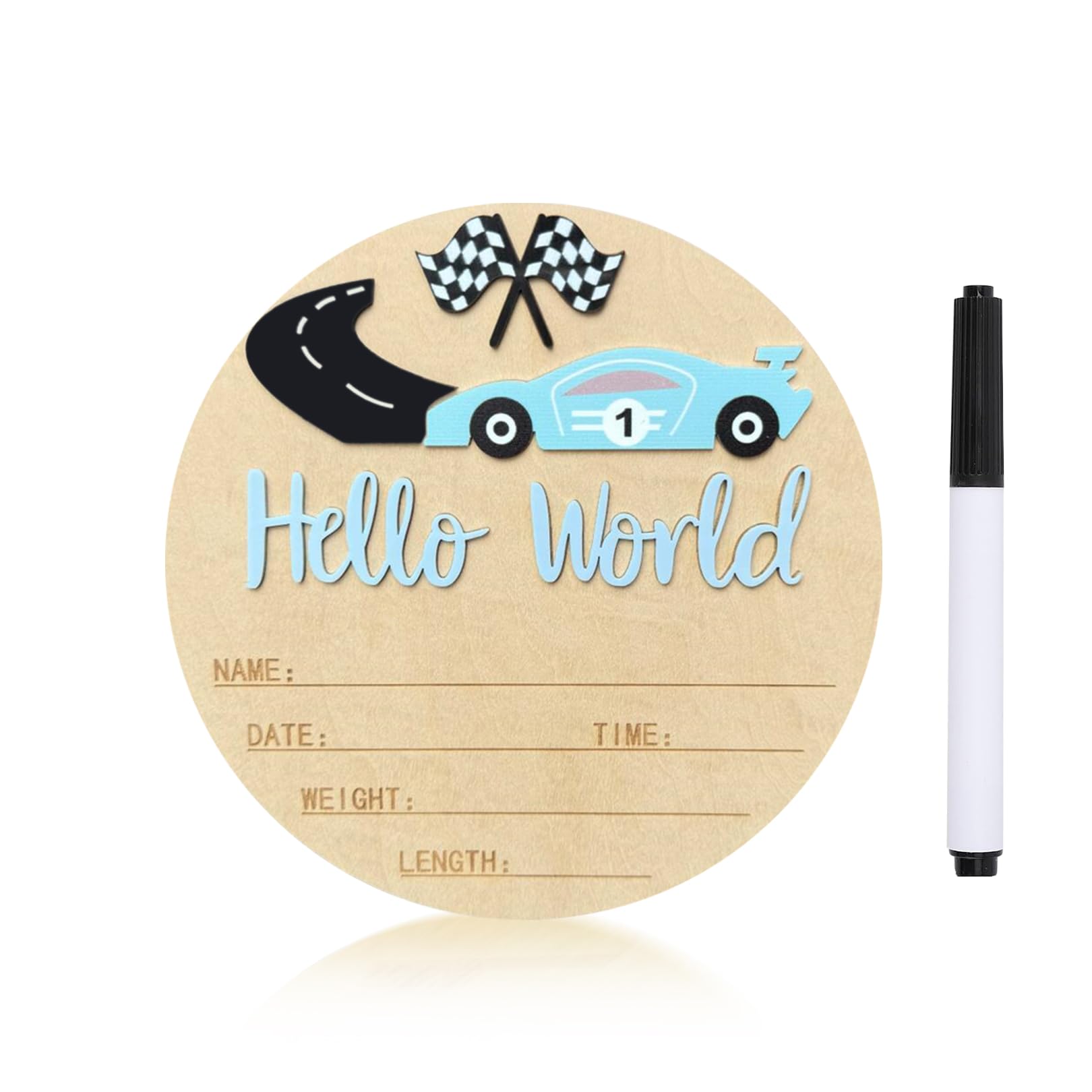 Ziyutam baby announcement sign with race car design for newborn photo shoots