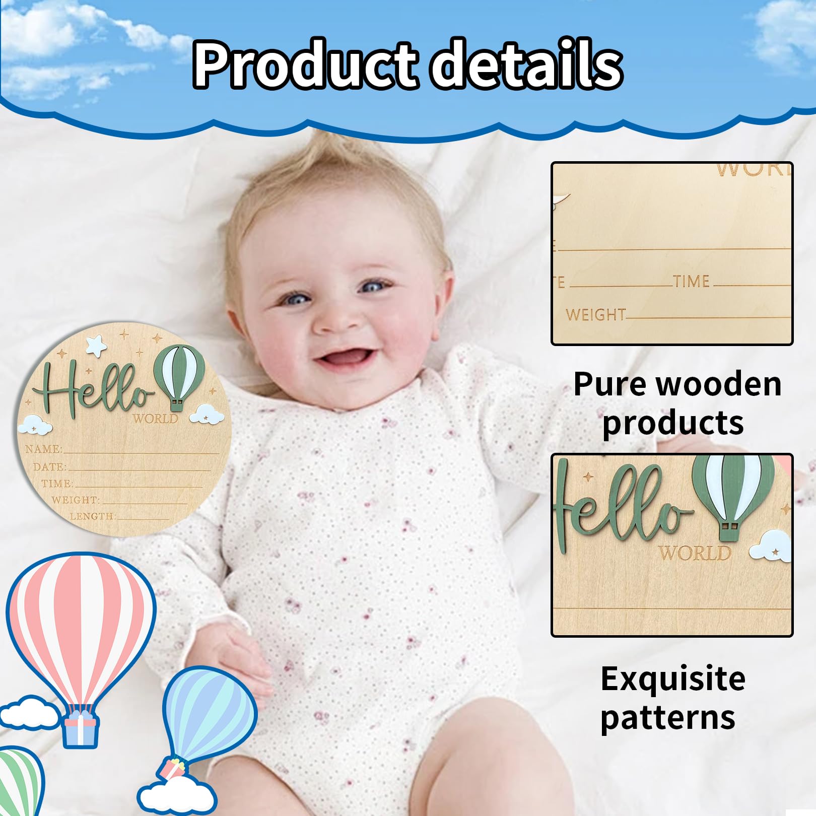 Ziyutam raised Hello letters add depth for precious newborn portraits and scrapbooks.