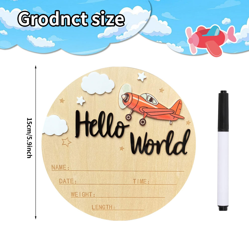 Ziyutam Baby Announcement Sign Vintage Airplane for playful nursery visuals