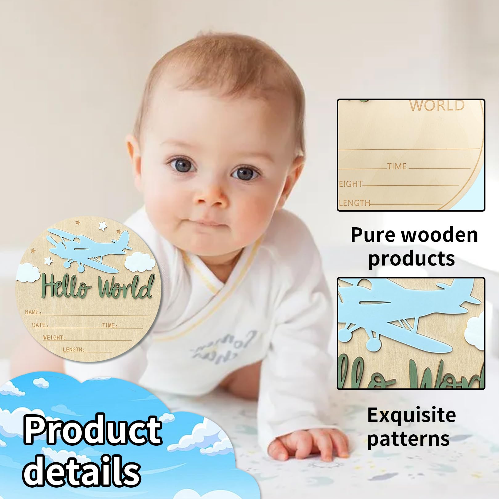 Ziyutam birth details wooden plaque to record name date time weight length