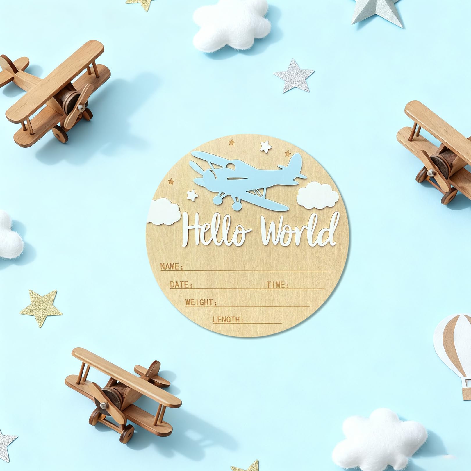 Ziyutam Hello World sign as a timeless nursery decor keepsake.