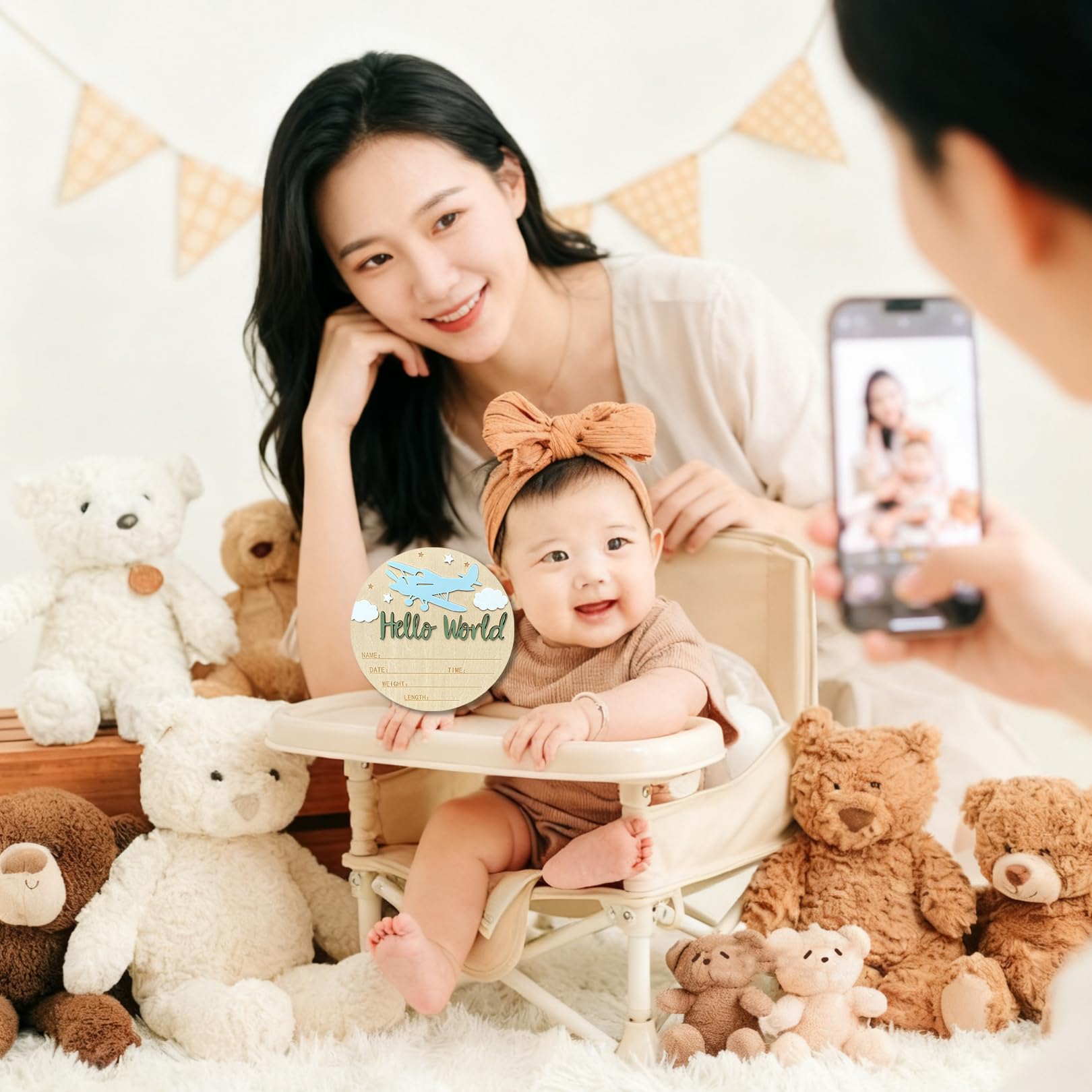 Ziyutam newborn welcome sign for hospital bag and nursery display