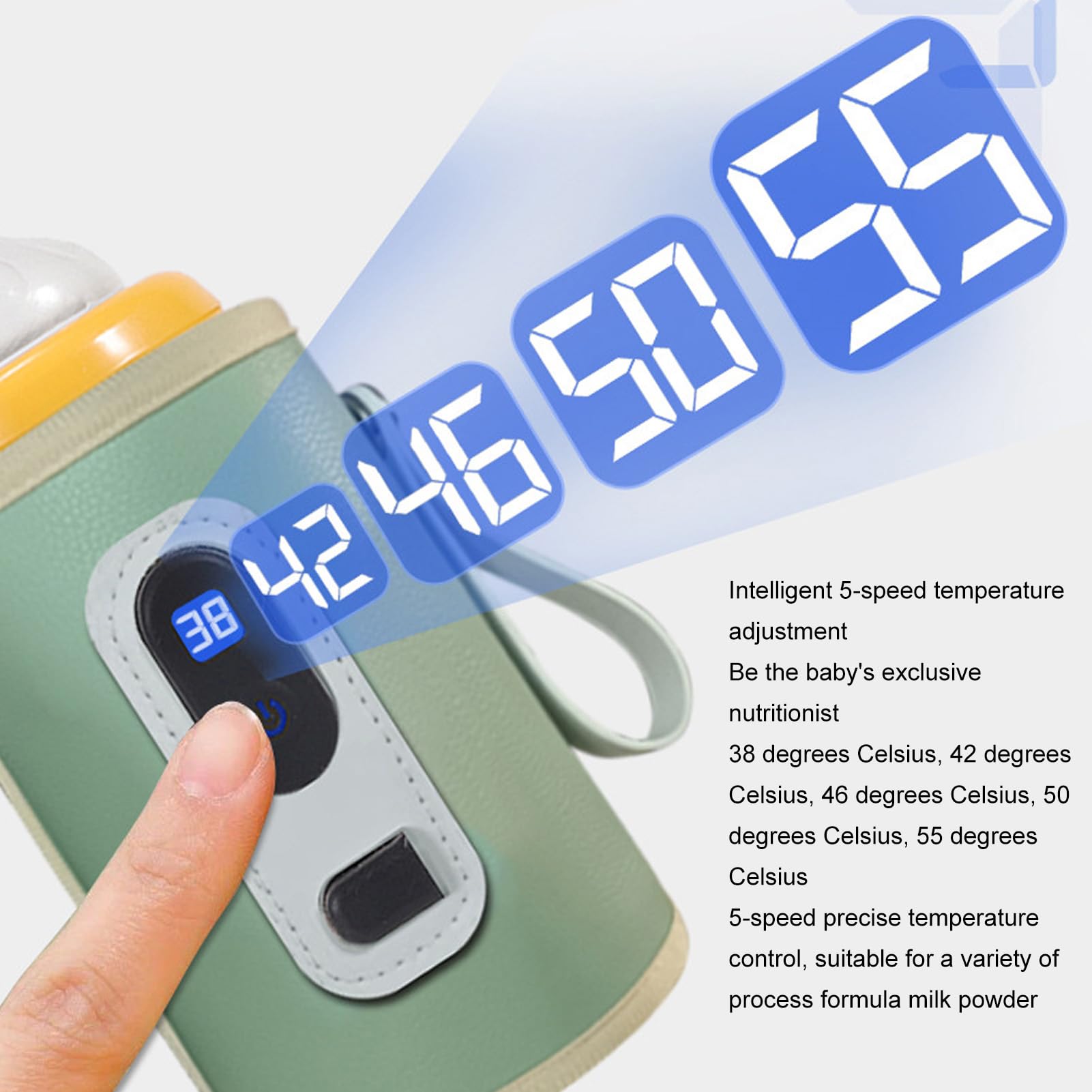 ZIZEV USB bottle warmer temperature dial demonstrates precise five-step control.