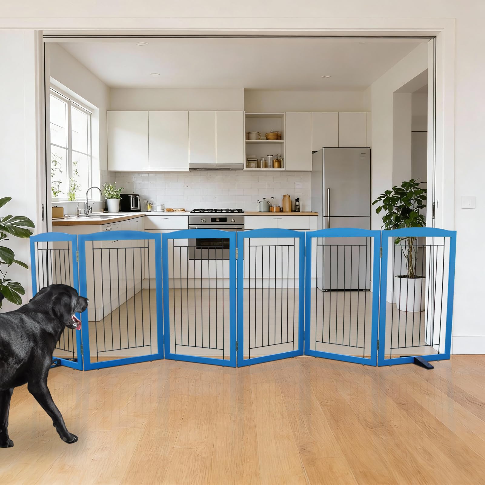 ZJSF six-panel gate extended to wide doorways and hallways