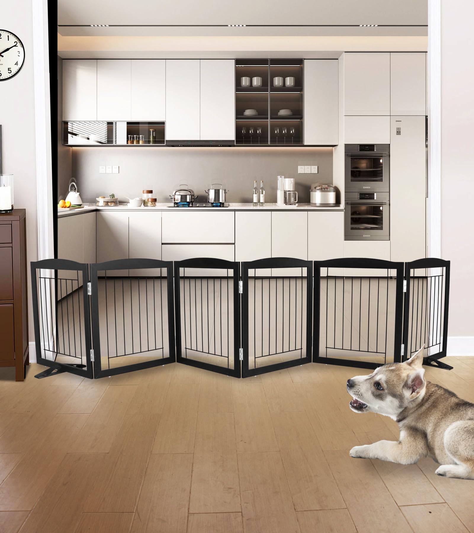 ZJSF 6-panel dog gate hinged panels for flexible opening and secure enclosure.
