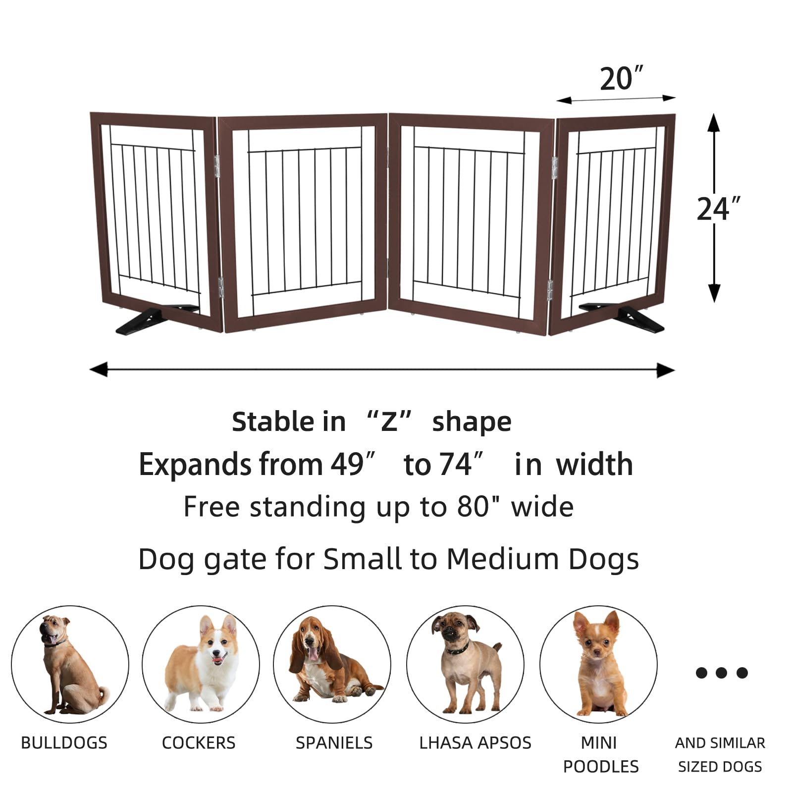 ZJSF brown 24-in height dog gate keeps pets contained safely.