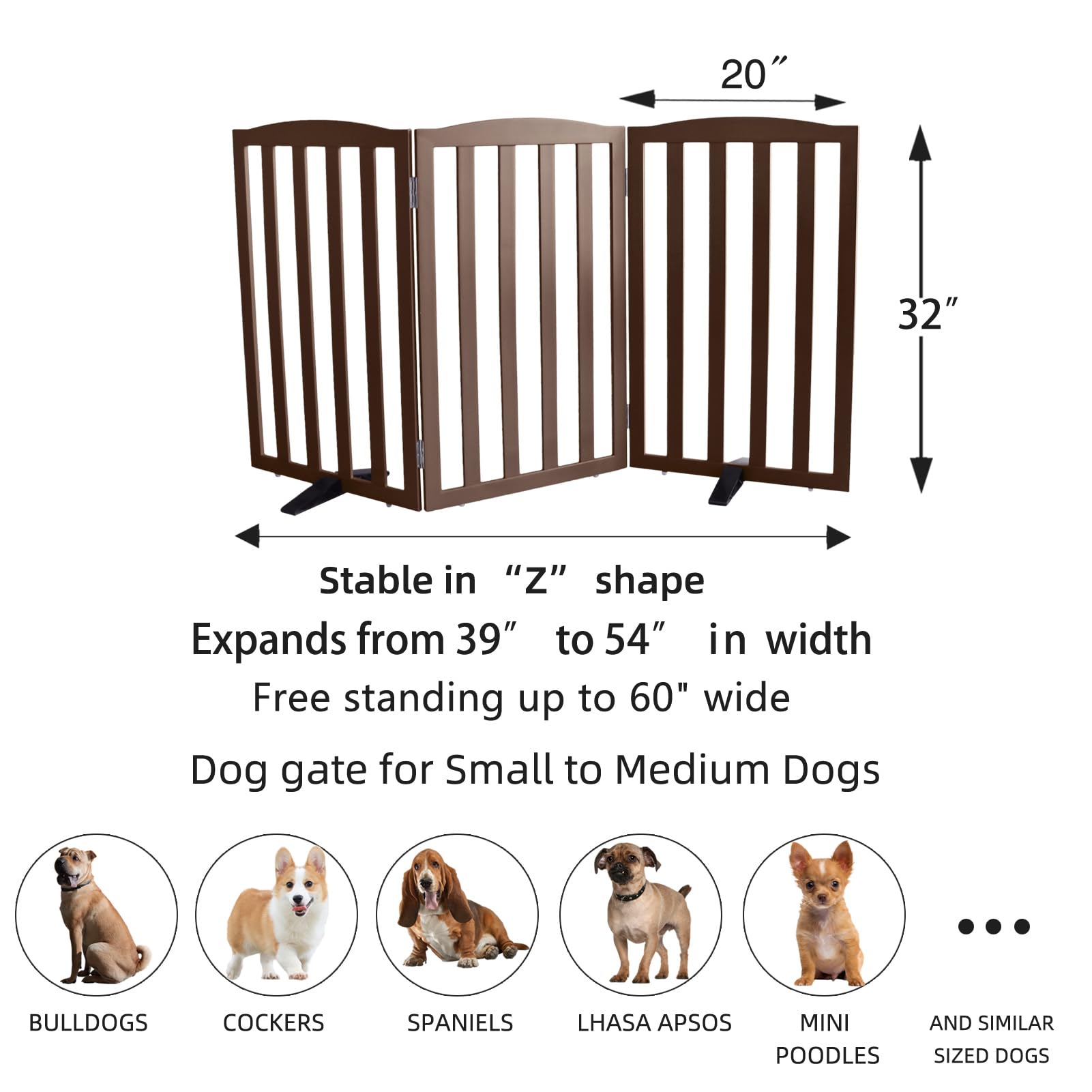 ZJSF brown wooden pet gate blending with living room decor.