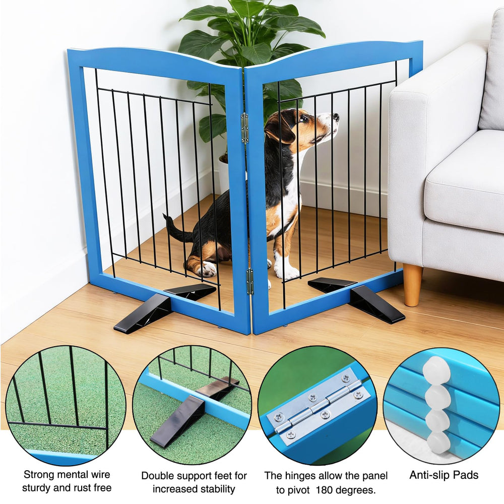 ZJSF blue wood gate with protective feet for safe use
