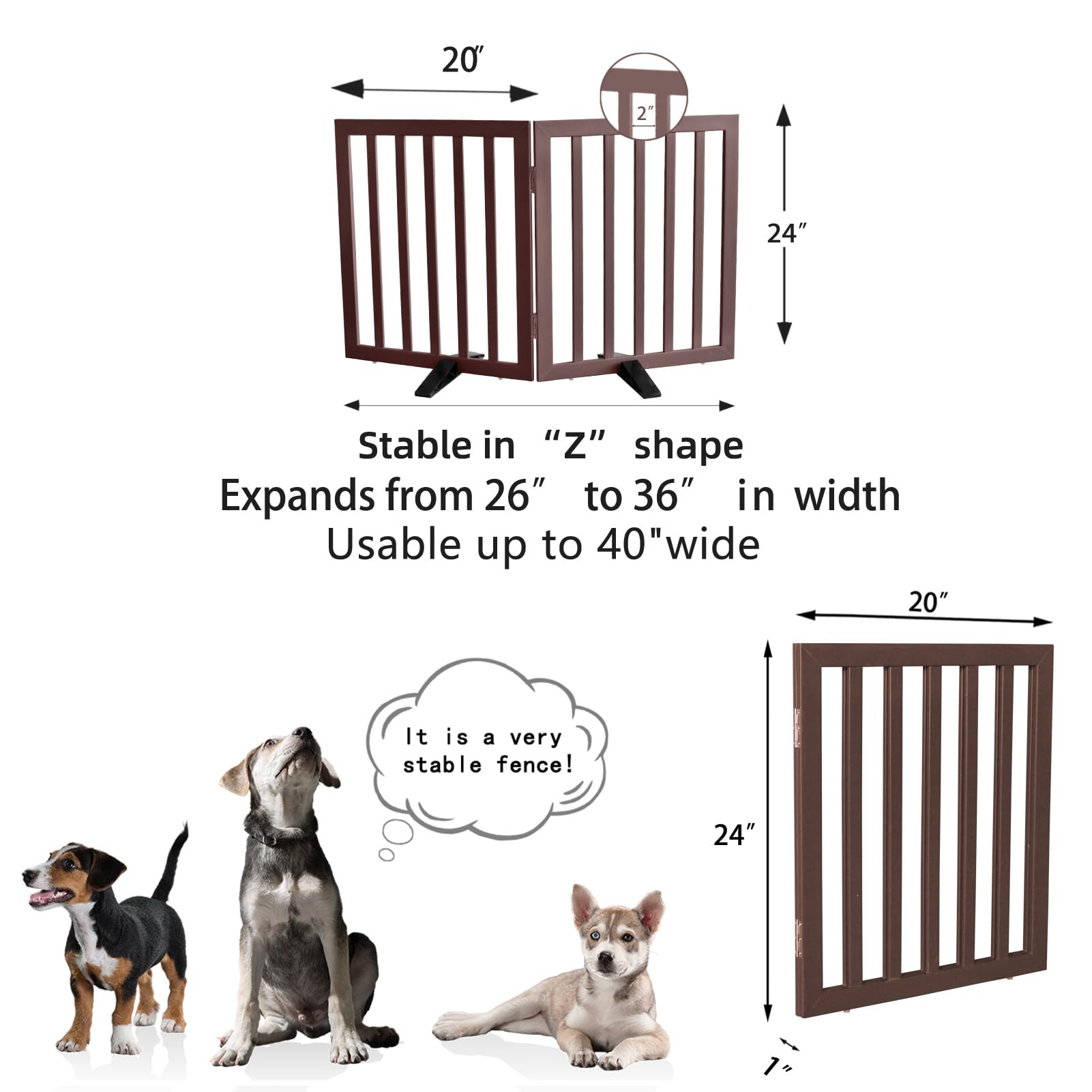 ZJSF brown cedar gate with two panels suits stairs and entrances