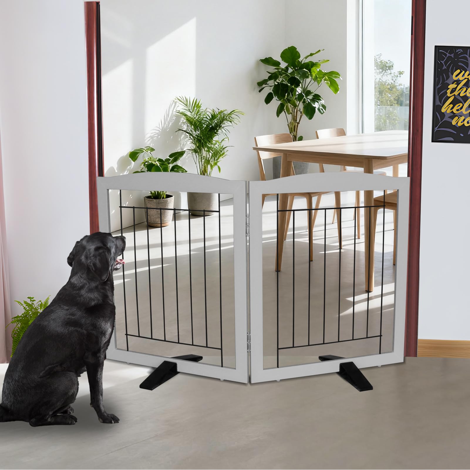 ZJSF dog gate folded design for compact storage and portability.