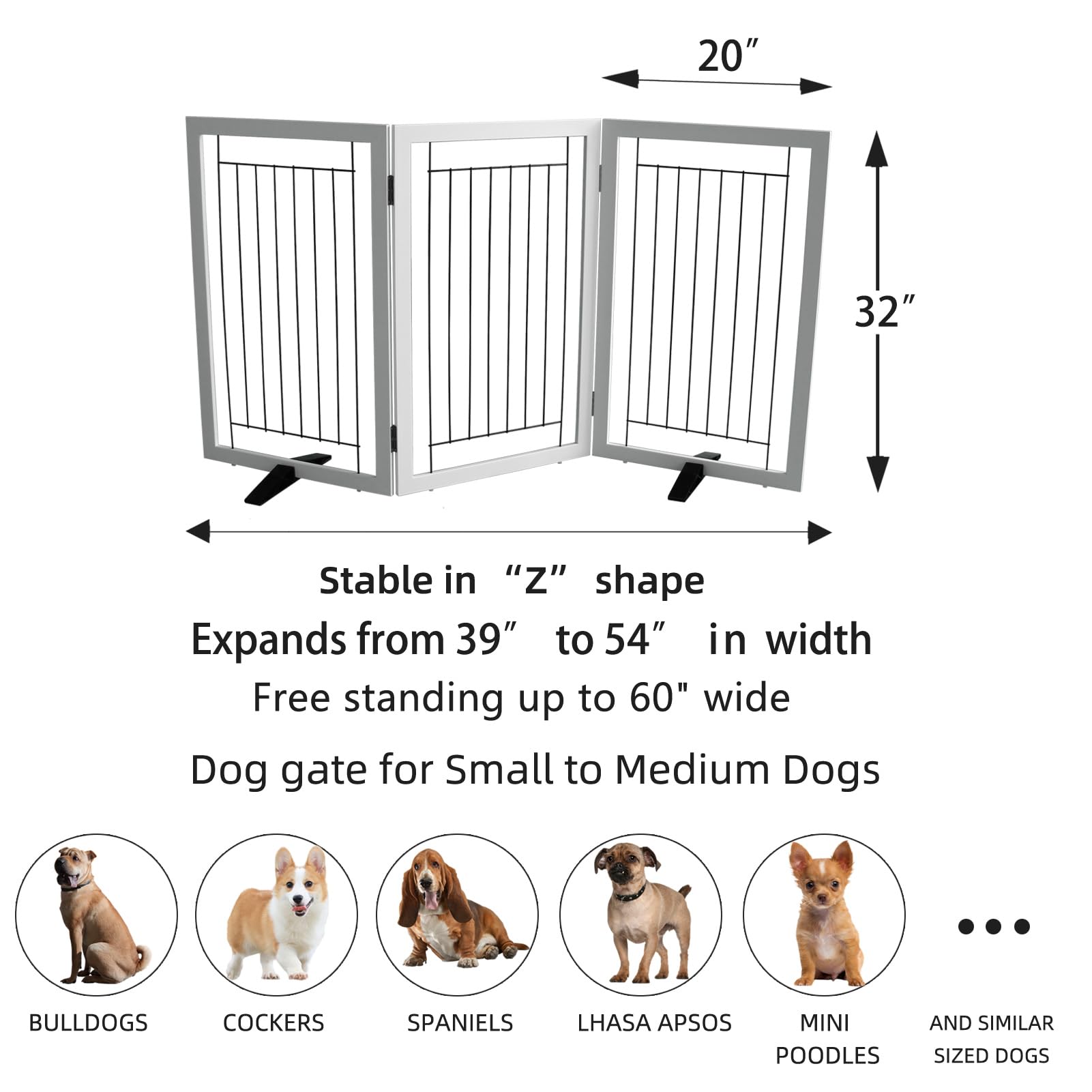 ZJSF white indoor gate doubles as a room divider for pets