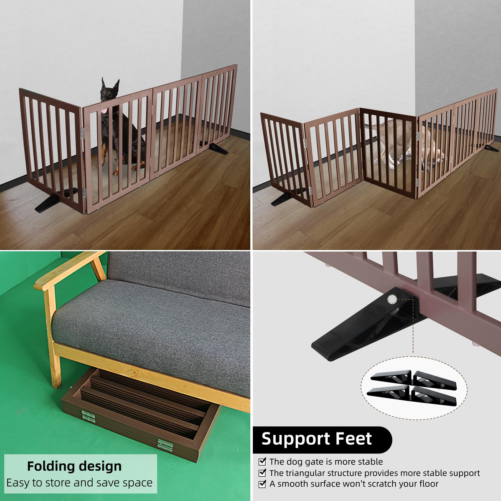 ZJSF gate with non-slip feet protects floors during stair-use demonstrations