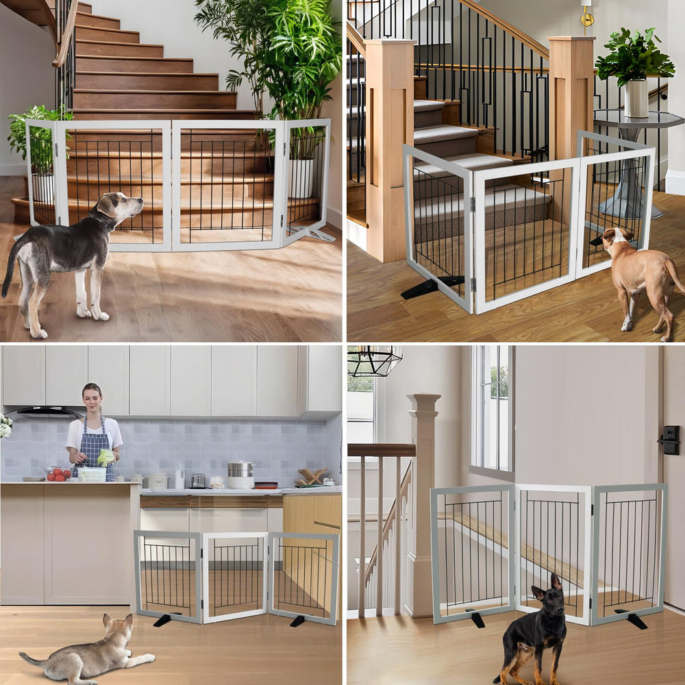 ZJSF wood gate with stainless hinges keeps pets securely contained