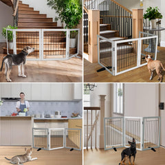 ZJSF wood gate with stainless hinges keeps pets securely contained
