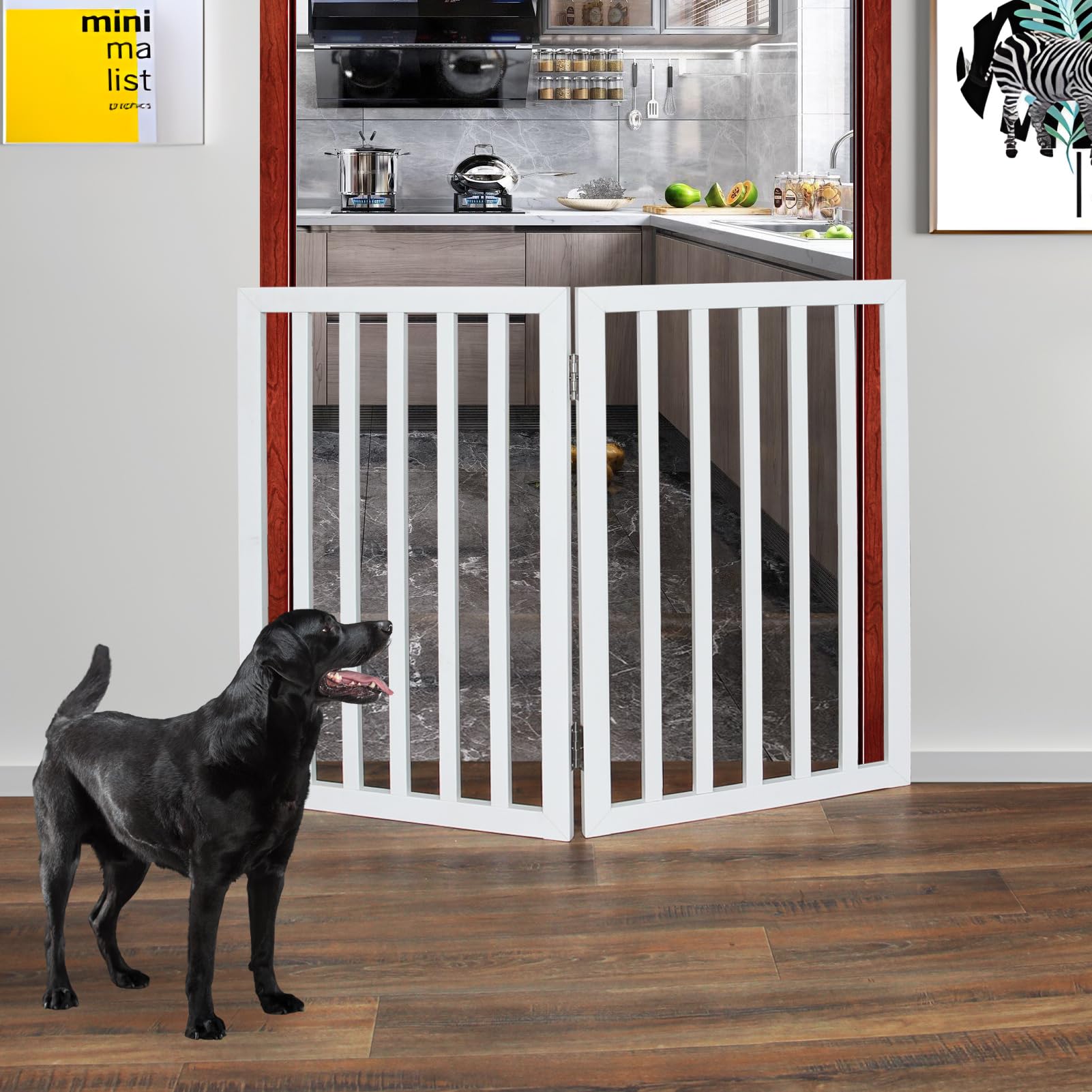 ZJSF dog gate in wide Z-shape expanded for large spaces