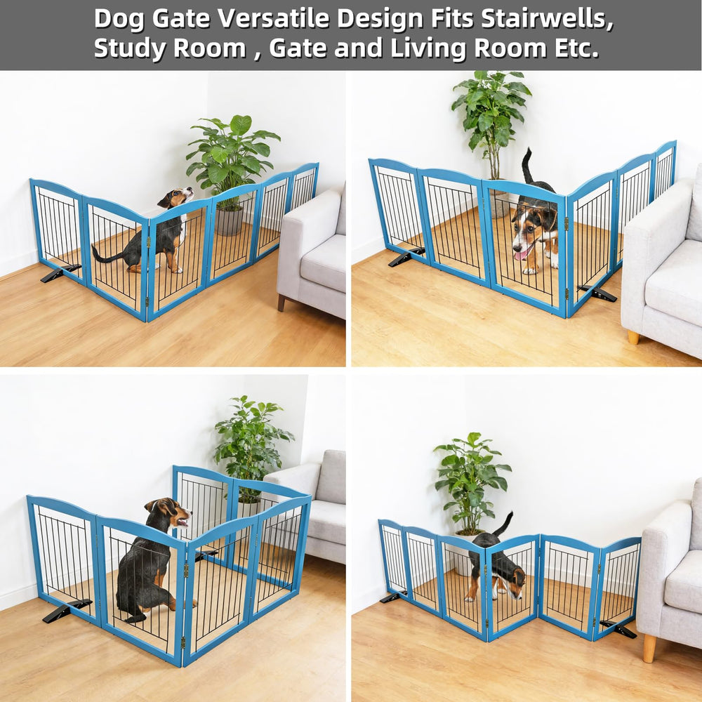 ZJSF blue wood gate used at doorway to manage pet access