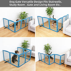 ZJSF blue wood gate used at doorway to manage pet access