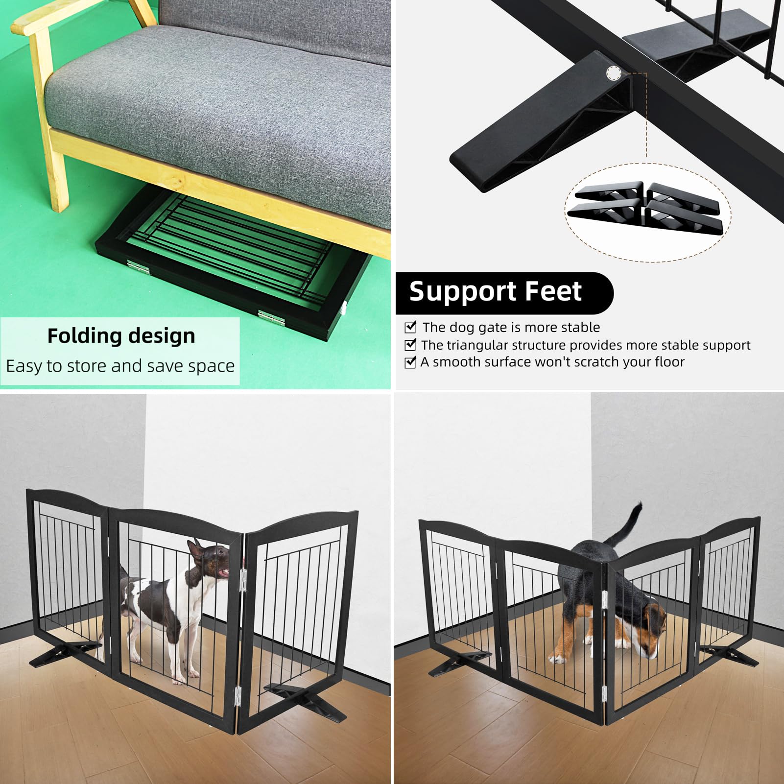 ZJSF wooden dog gate with secure hinges for stable panel connections.