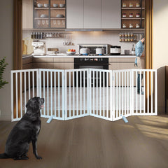 ZJSF foldable dog gate set up in a hallway for stairs