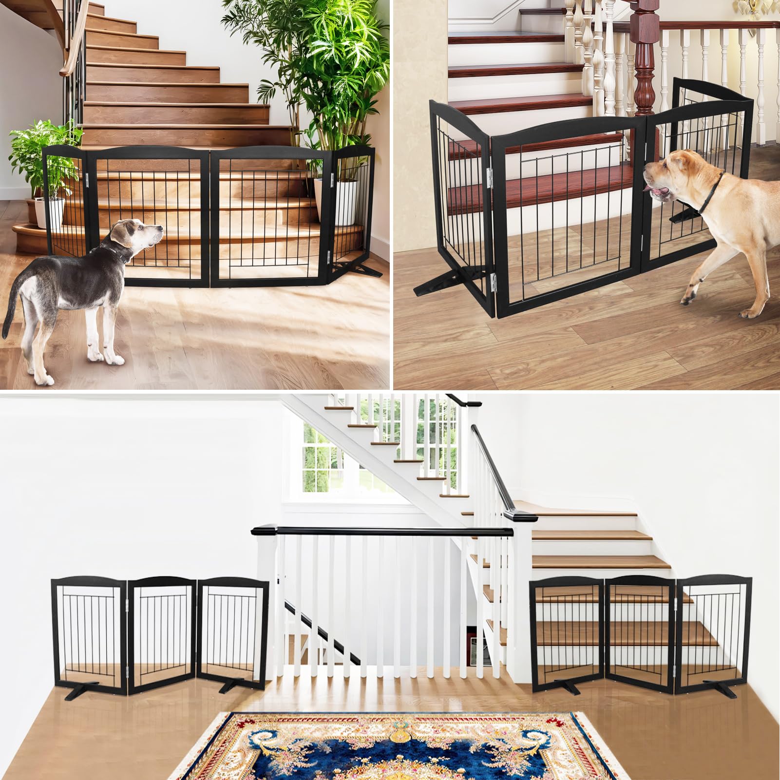 ZJSF foldable dog gate in wide Z-shape for hallways and doorways.