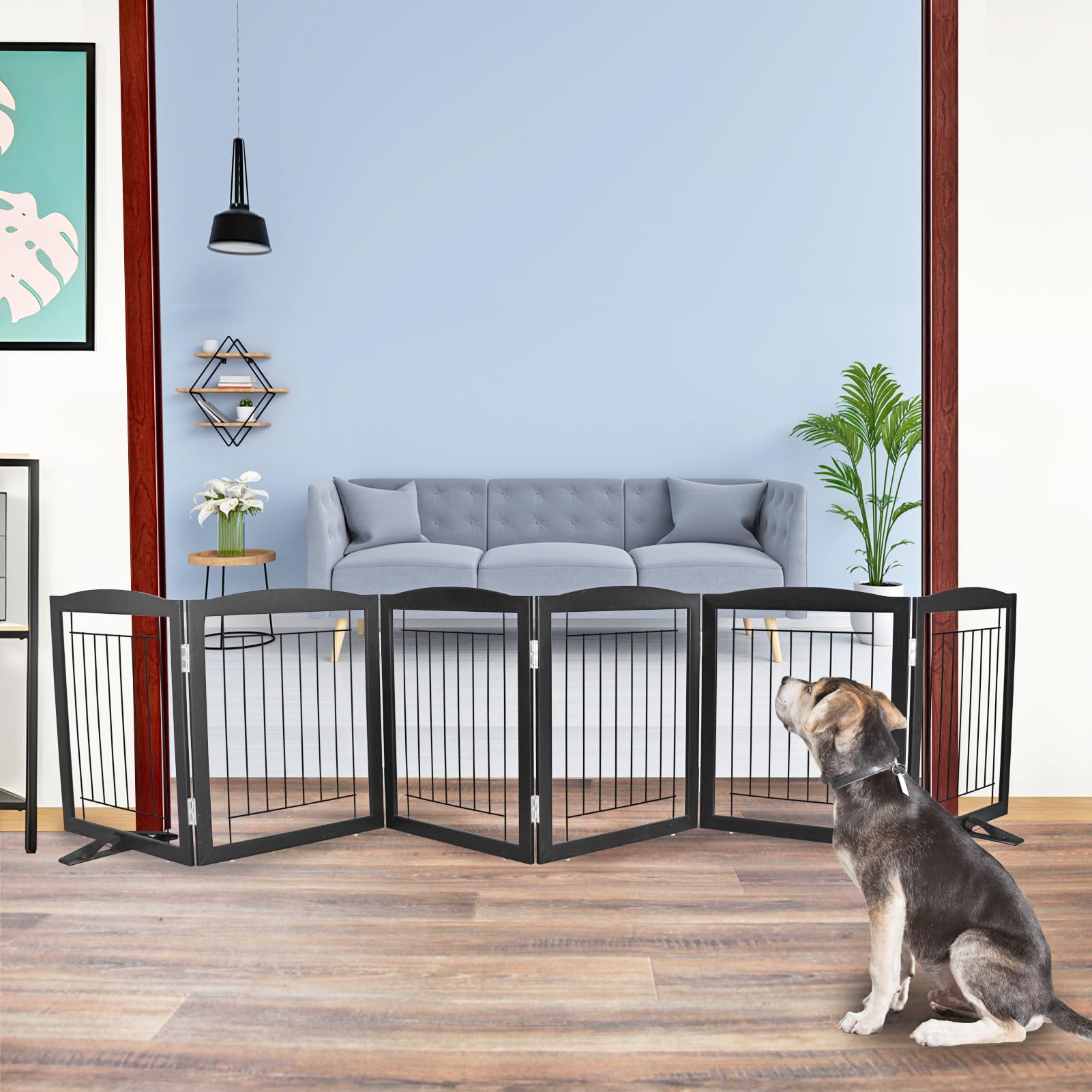 ZJSF freestanding dog fence with wood panel - stable room divider.