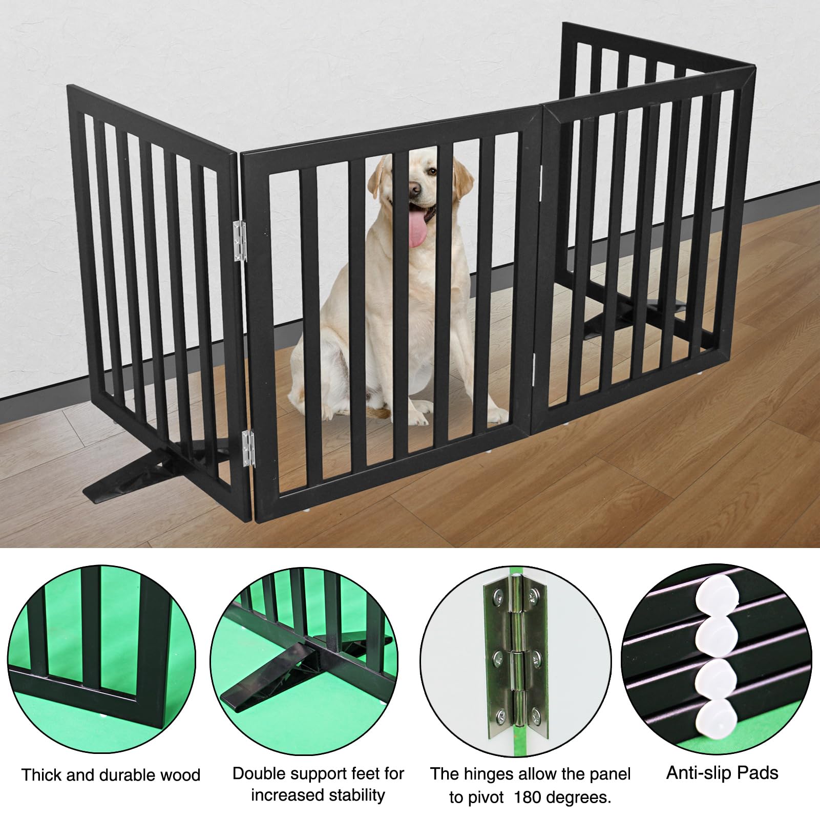 ZJSF non-slip feet protect floors while keeping the gate stable.