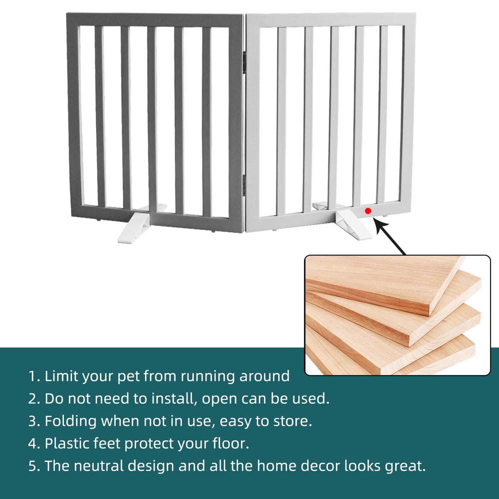 Non-slip rubber feet protect floors while keeping gate steady.