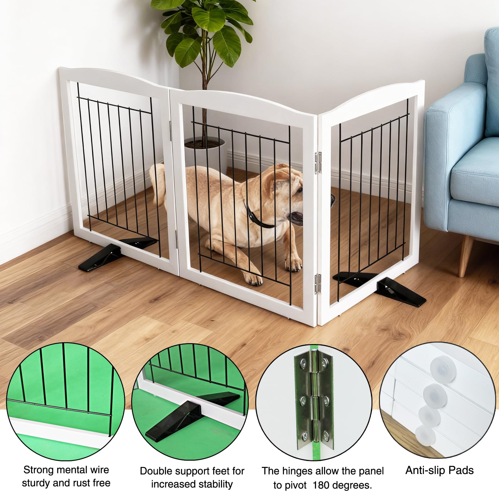 ZJSF open 60-inch width gate helps block access to stairs as needed.