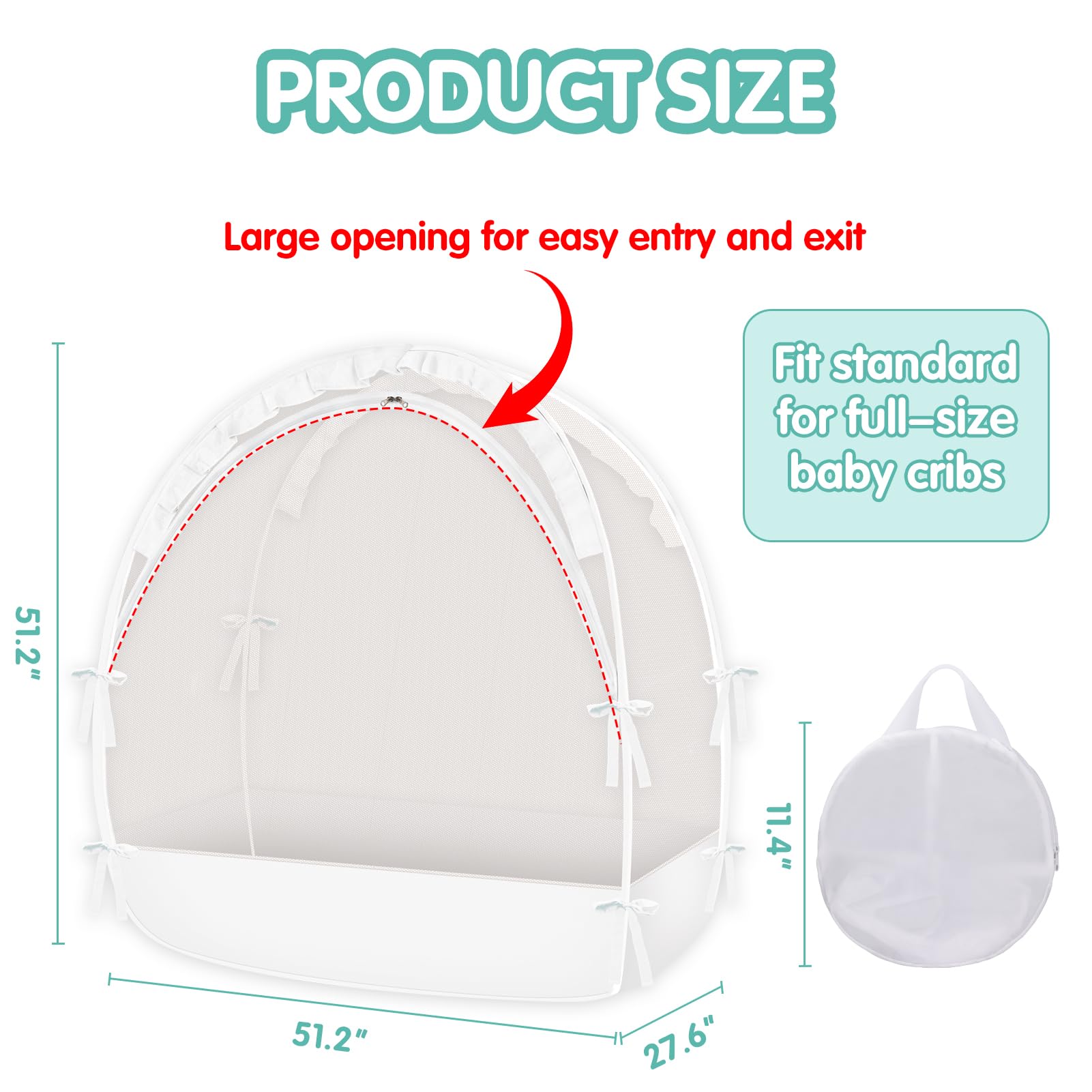 Zkaitoy Crib Tent ample interior space for movement and play.