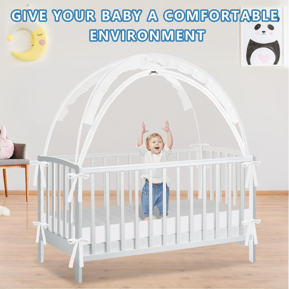 Zkaitoy crib tent helps block pets and intrusions from crib area