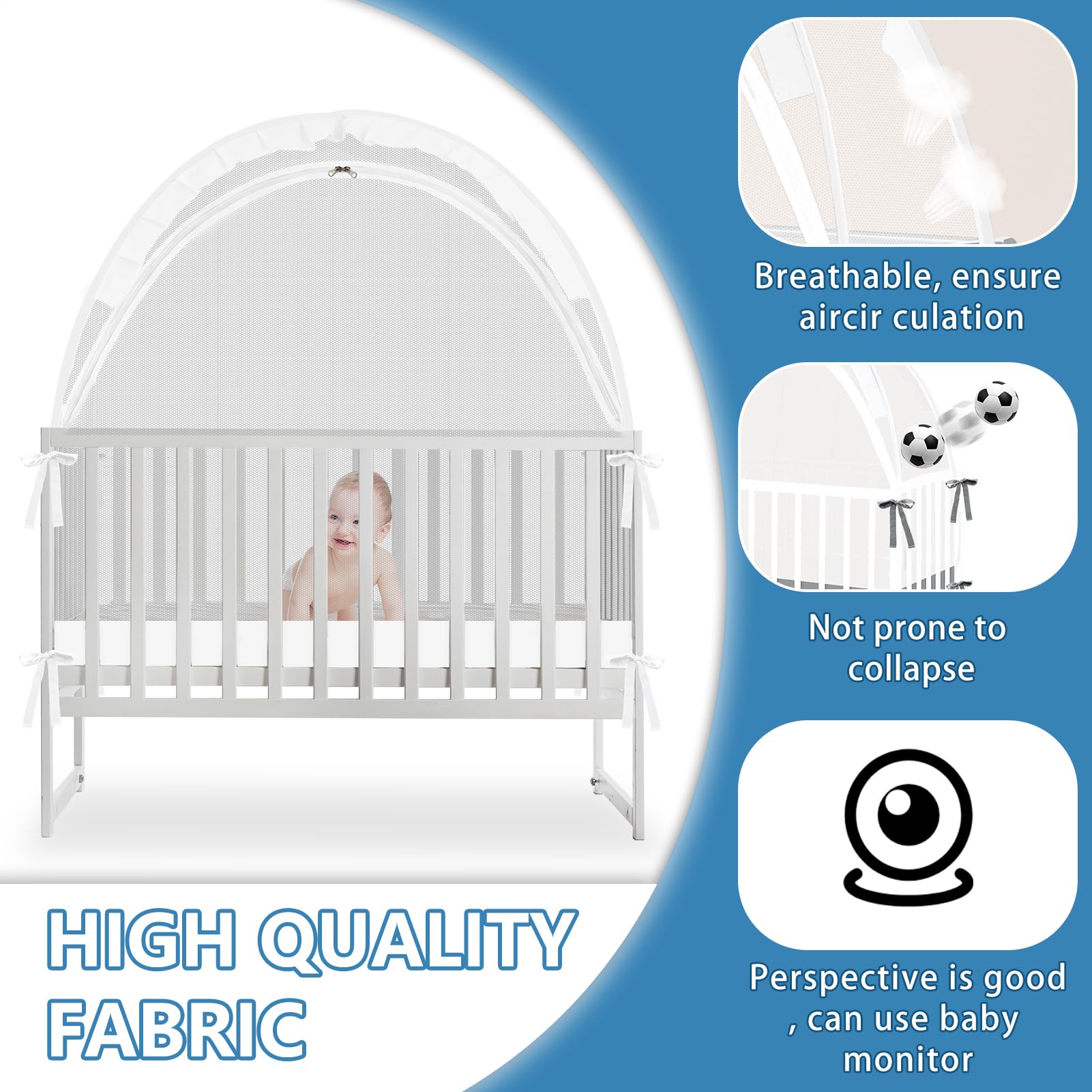 Zkaitoy crib tent double-zip design for easy access
