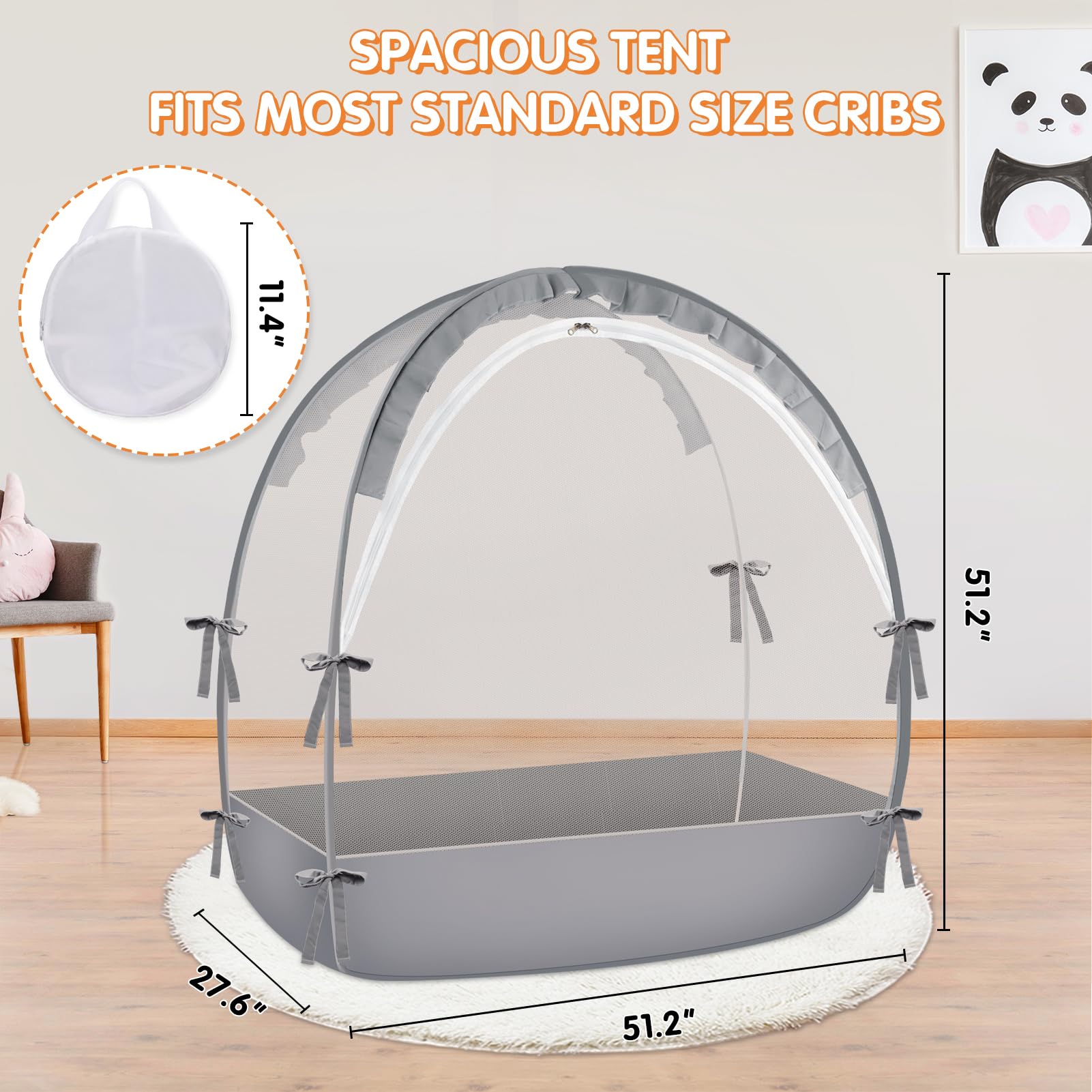 Zkaitoy crib tent durable zipper ensures a reliable enclosure during nightly routines.