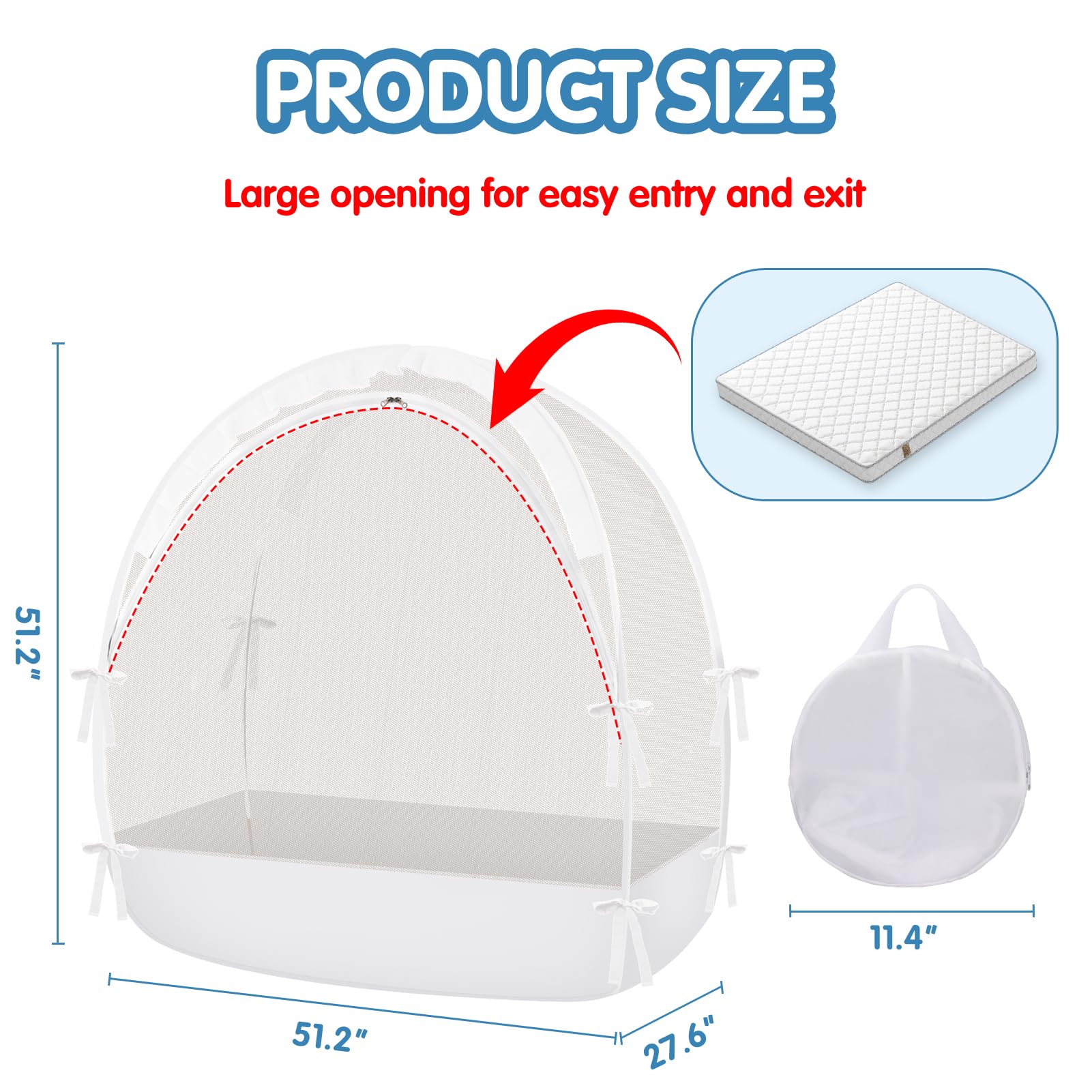 Zkaitoy pop-up crib tent setup requires no tools