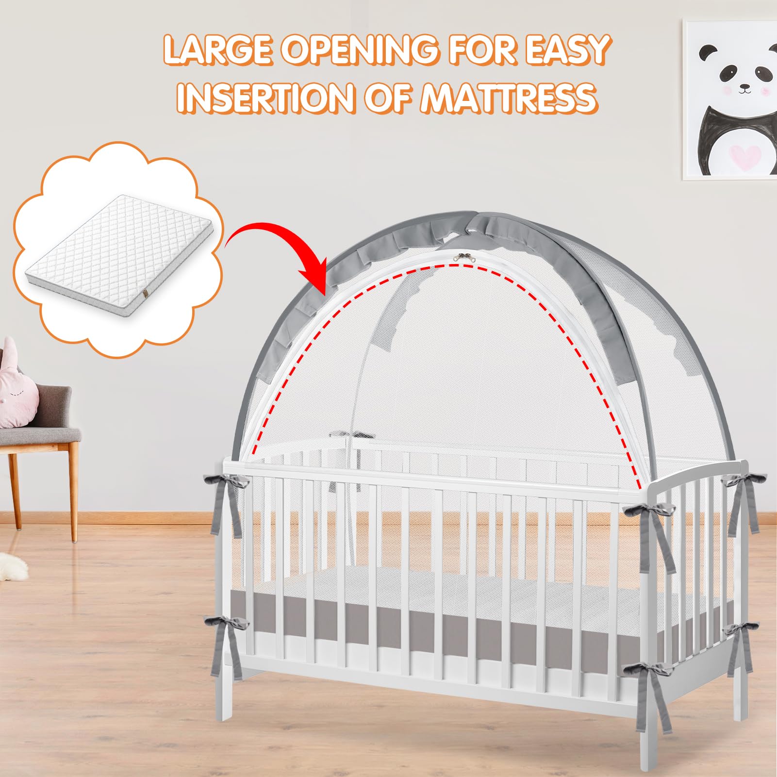 Zkaitoy crib tent easy-install design saves time during bedtime setup.