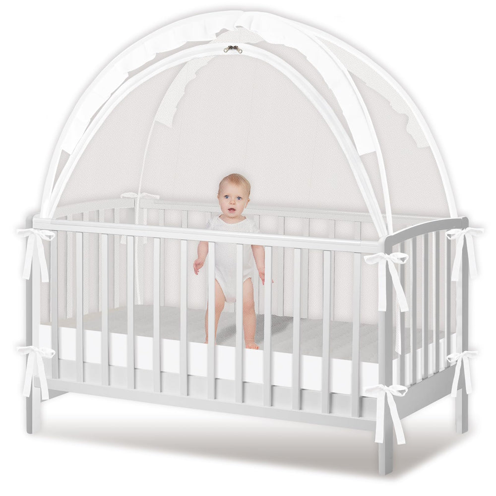 Zkaitoy crib tent with full coverage surrounding the crib for safe sleep