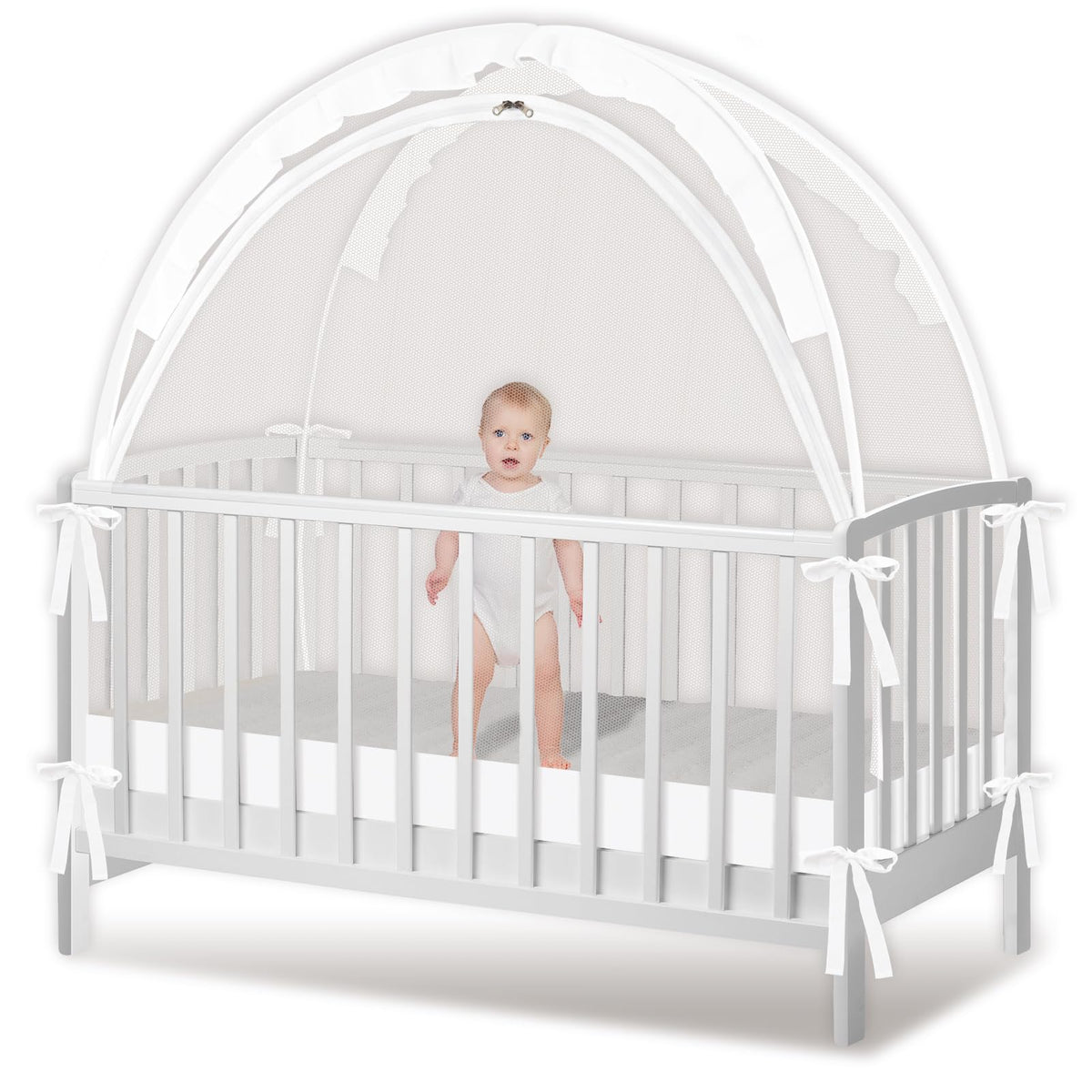 Zkaitoy crib tent with full coverage surrounding the crib for safe sleep