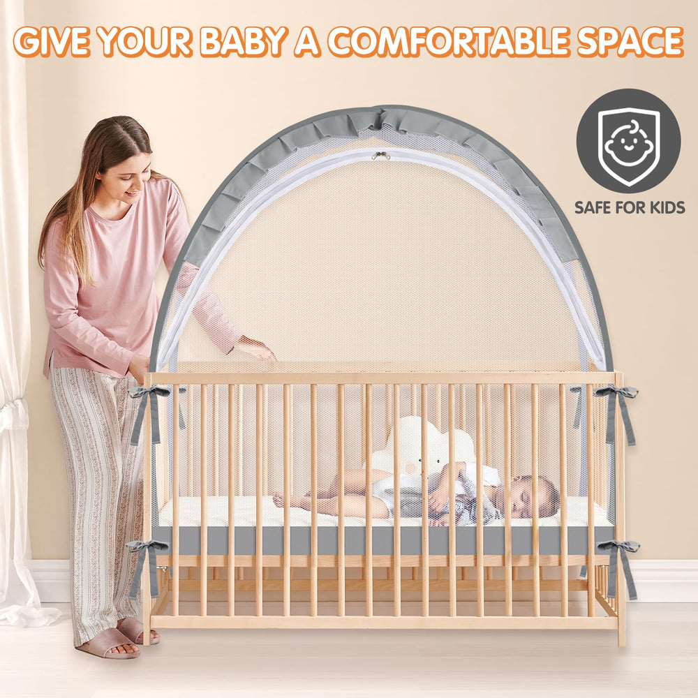 Zkaitoy crib tent in-use setup supports calm naps in the nursery.